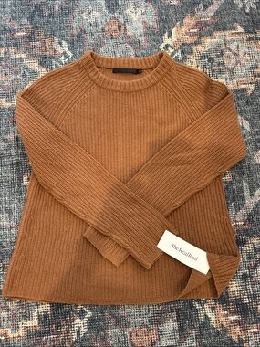 Jenni Kayne Cashmere Fisherman Sweater Brown Small Quiet Luxury